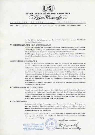 Leistungsangebot Wisserodt 1948